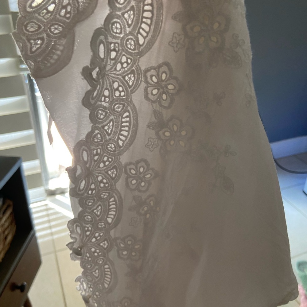 Free People Lace Detail Top in White
